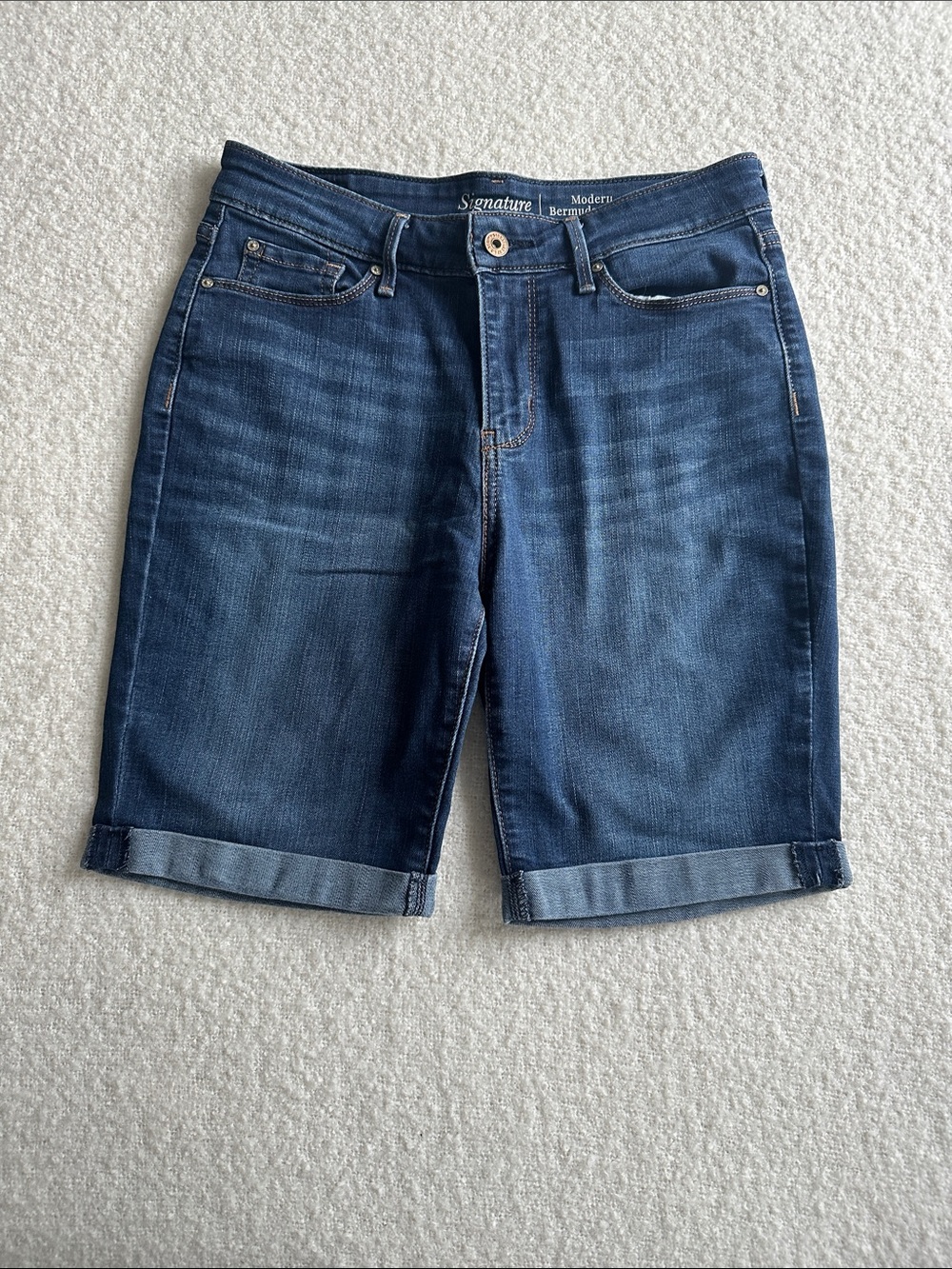 Signature by Levi Strauss Dark Blue Denim “Modern Bermuda Shorts” Size 8
